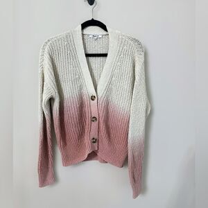 Women's Pink and Cream Cardigan Sweater